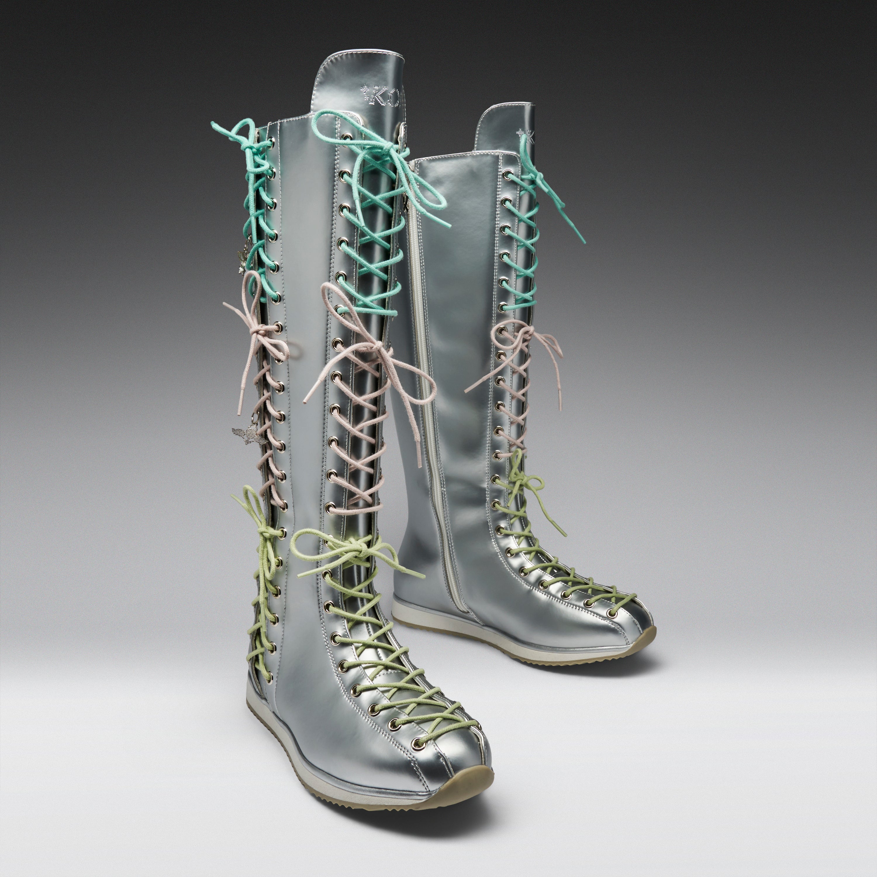 KOI Numinous Lace Up Charm Long Boots -Silver-Clearance