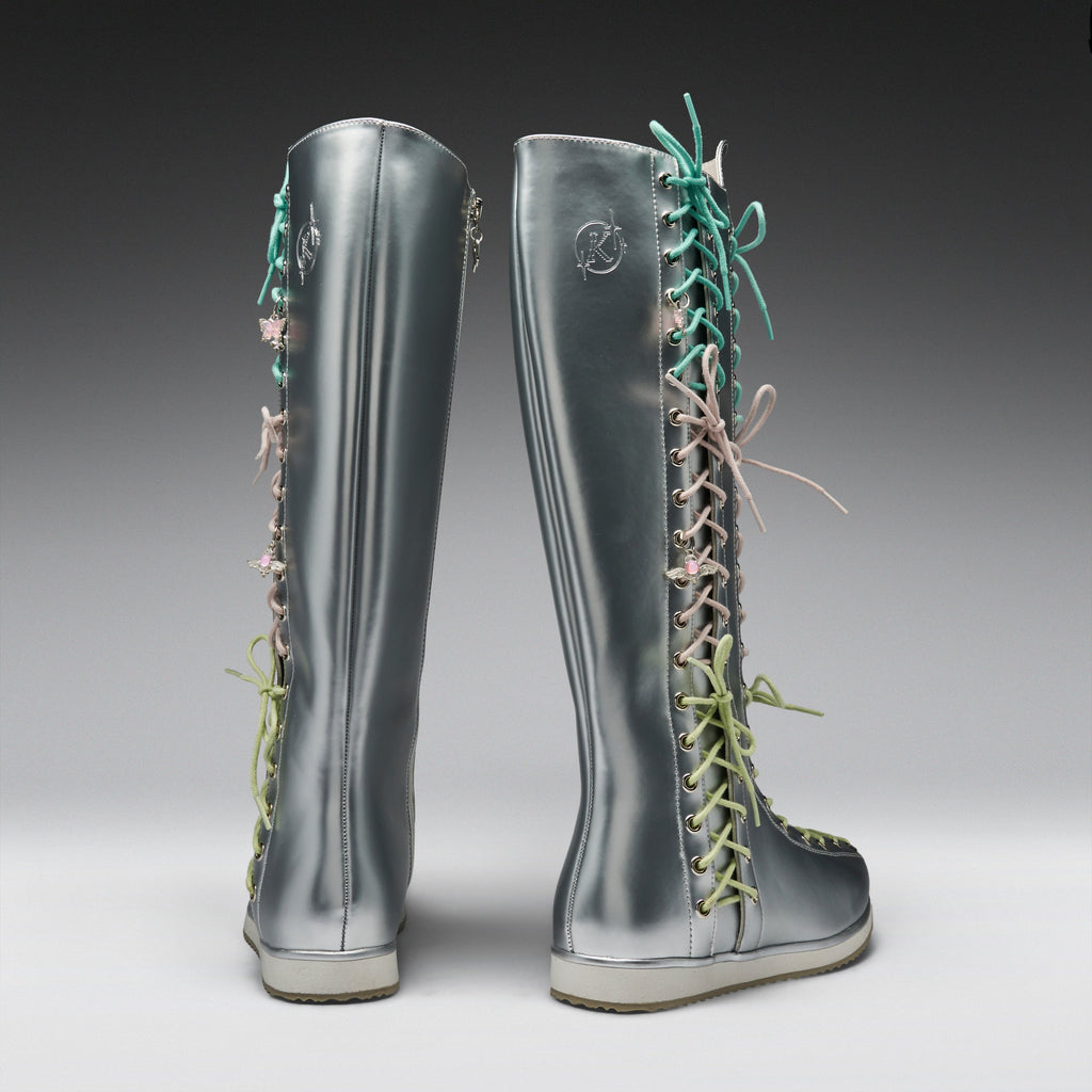 KOI Numinous Lace Up Charm Long Boots -Silver-Clearance
