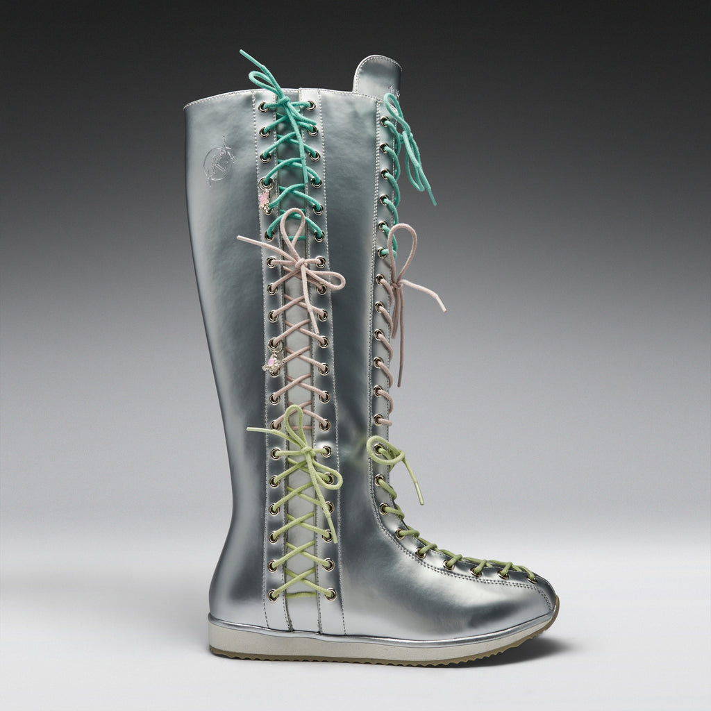KOI Numinous Lace Up Charm Long Boots -Silver-Clearance