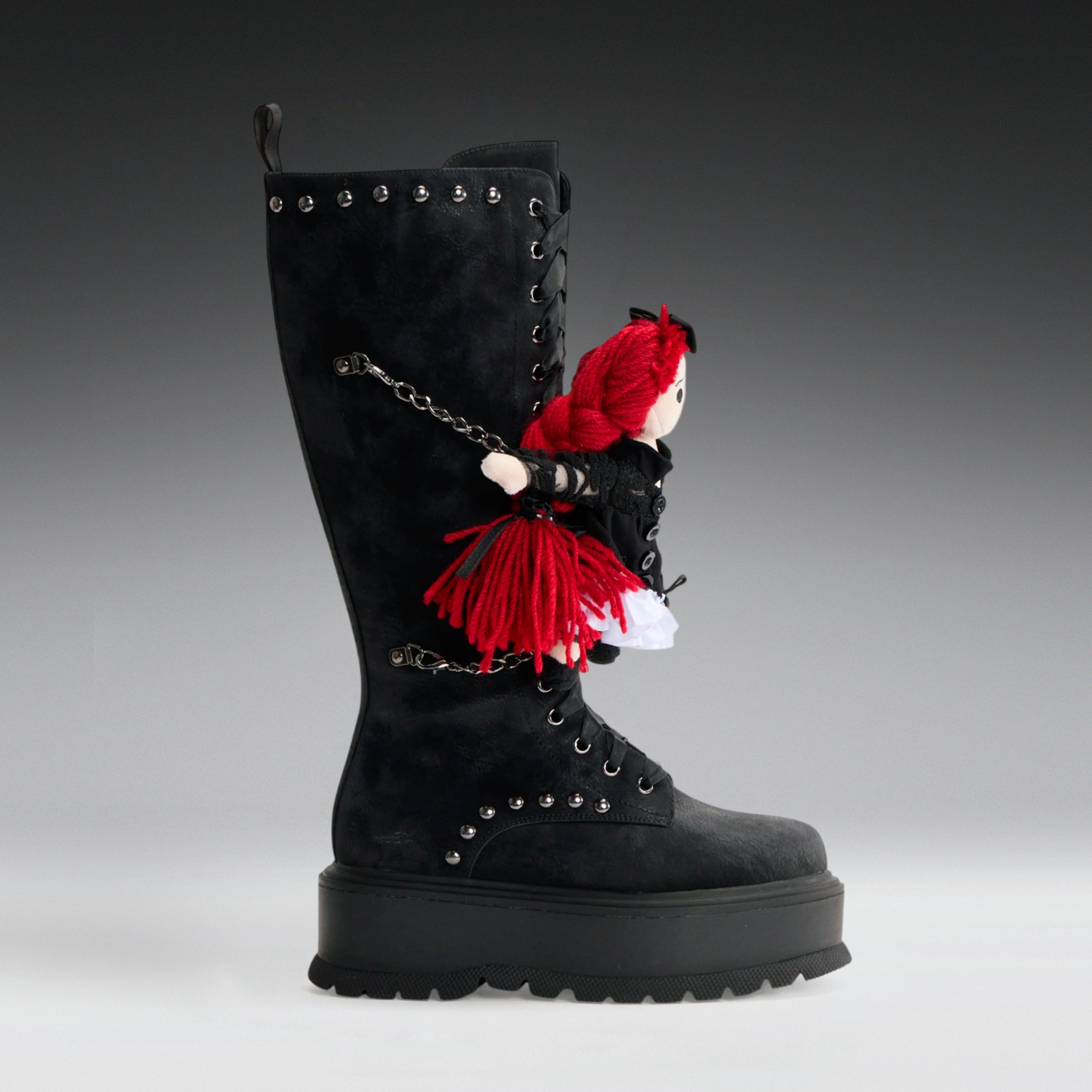 KOI Phantom Emissary Long Boots - Distressed Black