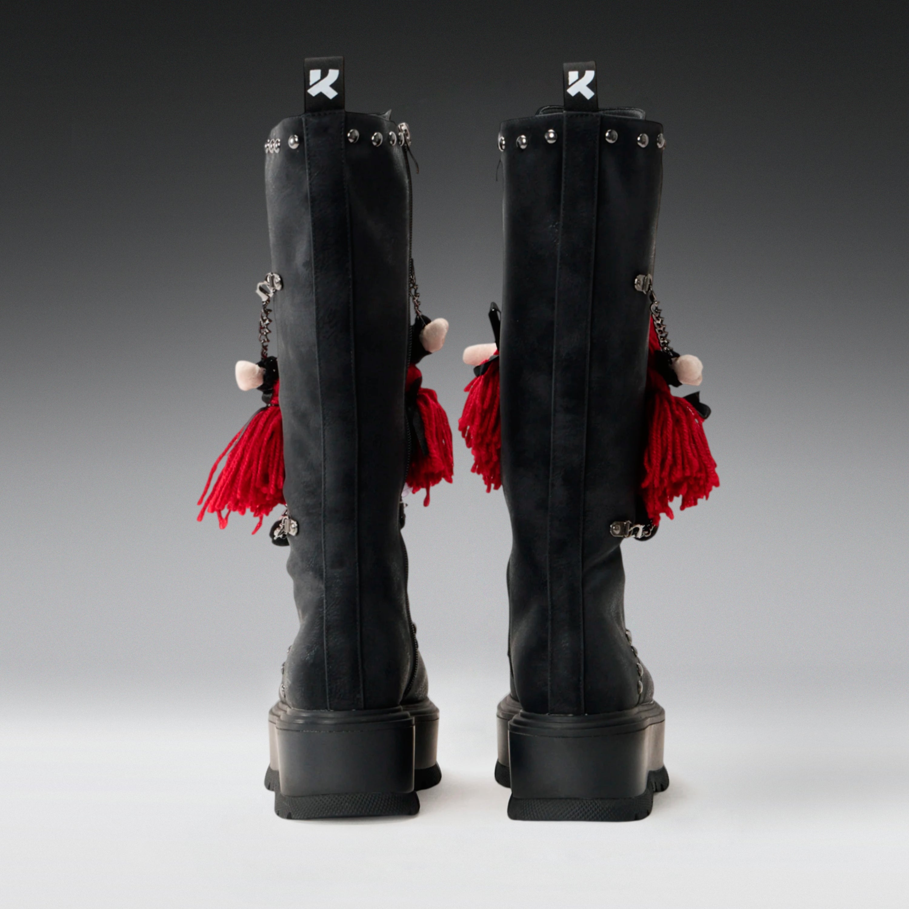 KOI Phantom Emissary Long Boots - Distressed Black