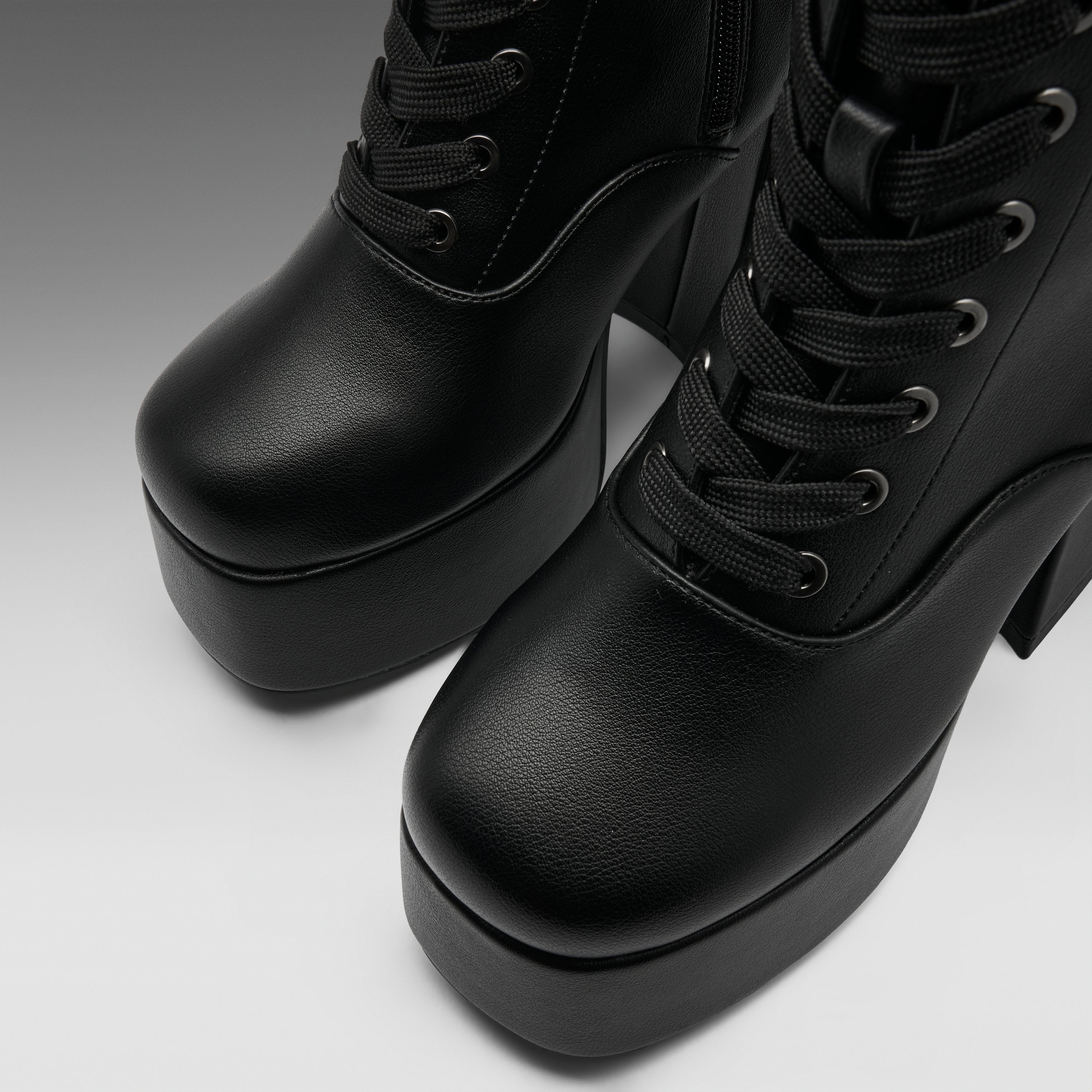 KOI Reign Lace Up Platform Heeled Boots-Black