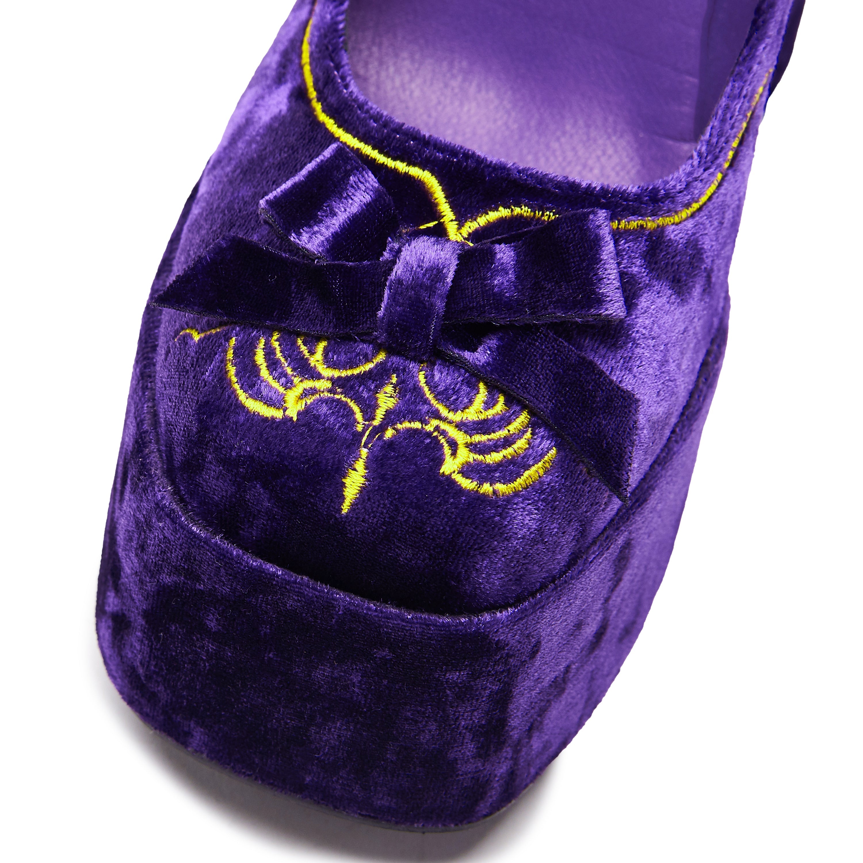 KOI Royal Manor Velvet Platform Heels - Purple-Clearance