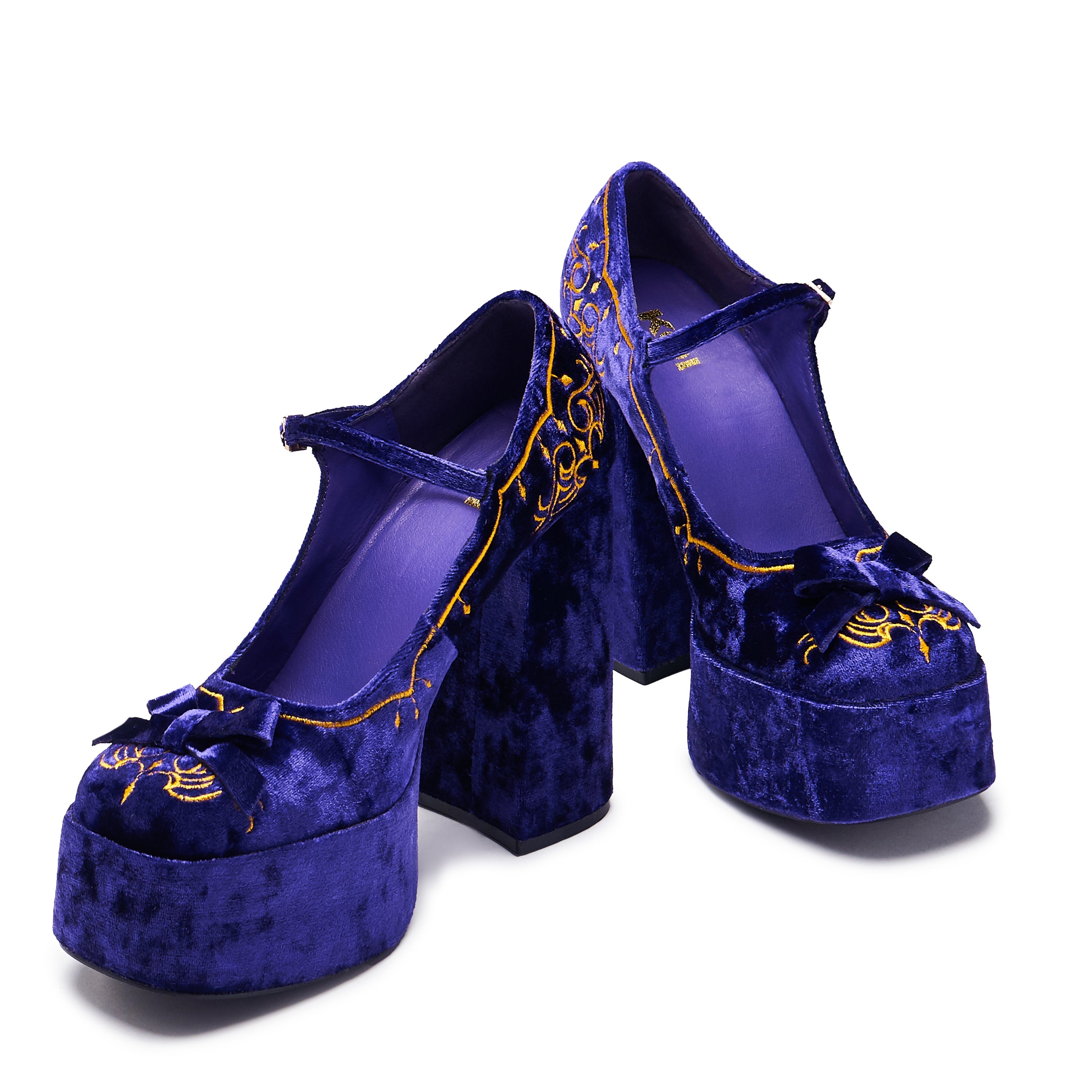 KOI Royal Manor Velvet Platform Heels - Purple