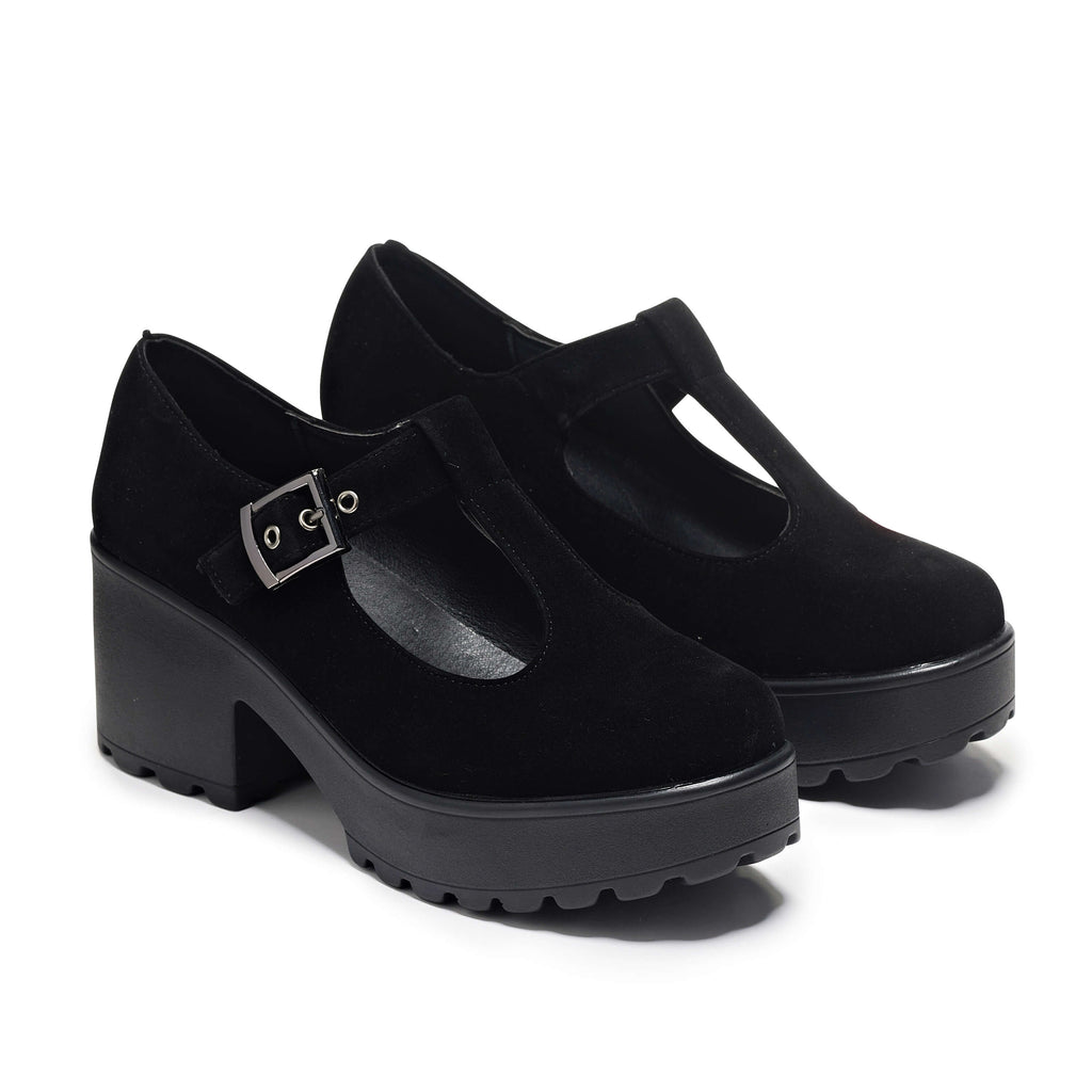 KOI Sai Black Mary Jane Shoes 'Suede Edition'-Clearance