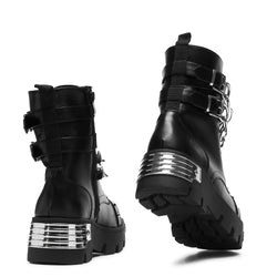 KOI Shackled Shadows Heavy Duty Chain Biker Boots - Black