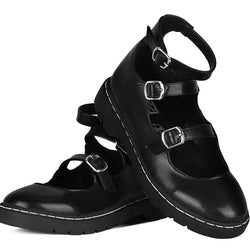 TUK Black calf TUKskin 3 Strap Mary Jane-Clearance
