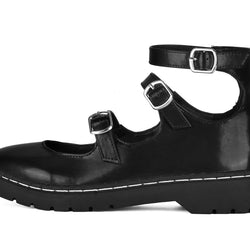 TUK Black calf TUKskin 3 Strap Mary Jane-Clearance