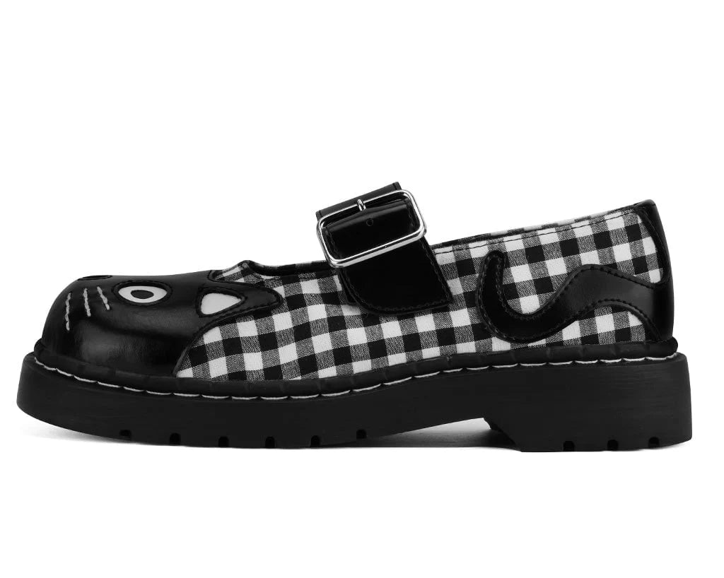 TUK Black & White Gingham Kitty Mary Jane