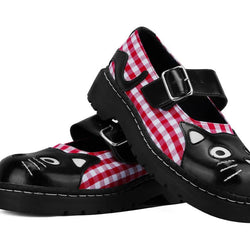 TUK-T2364 Black & Red Gingham Kitty Mary Jane
