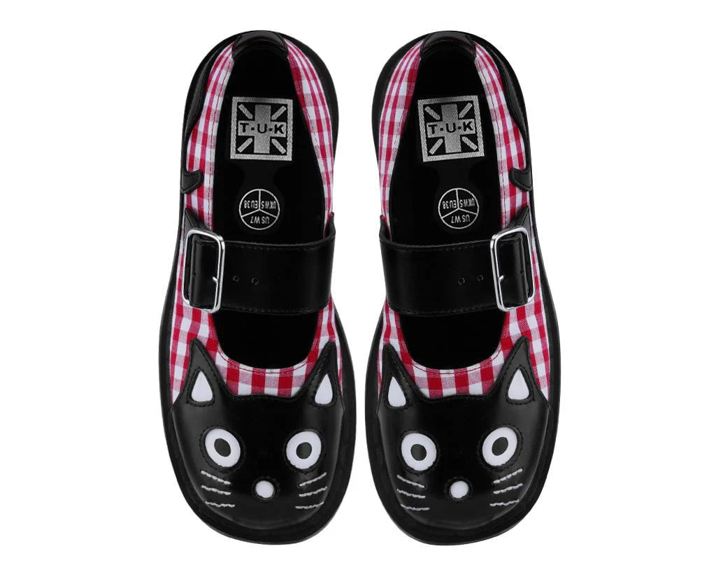 TUK Black & Red Gingham Kitty Mary Jane