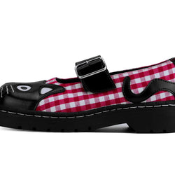 TUK-T2364 Black & Red Gingham Kitty Mary Jane