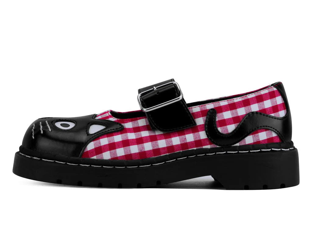 TUK Black & Red Gingham Kitty Mary Jane-Clearance