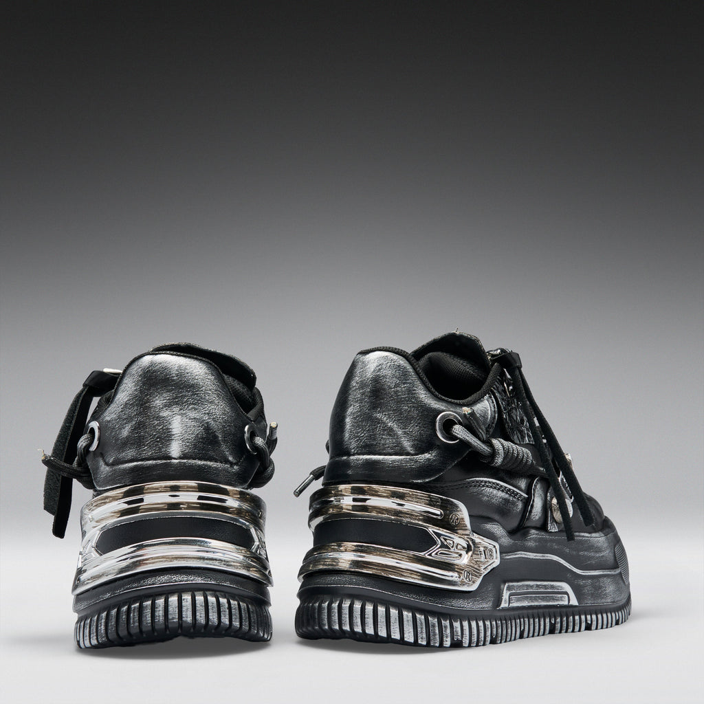 KOI Metamorphosis Men's Distressed Platform Trainers - Black Fade