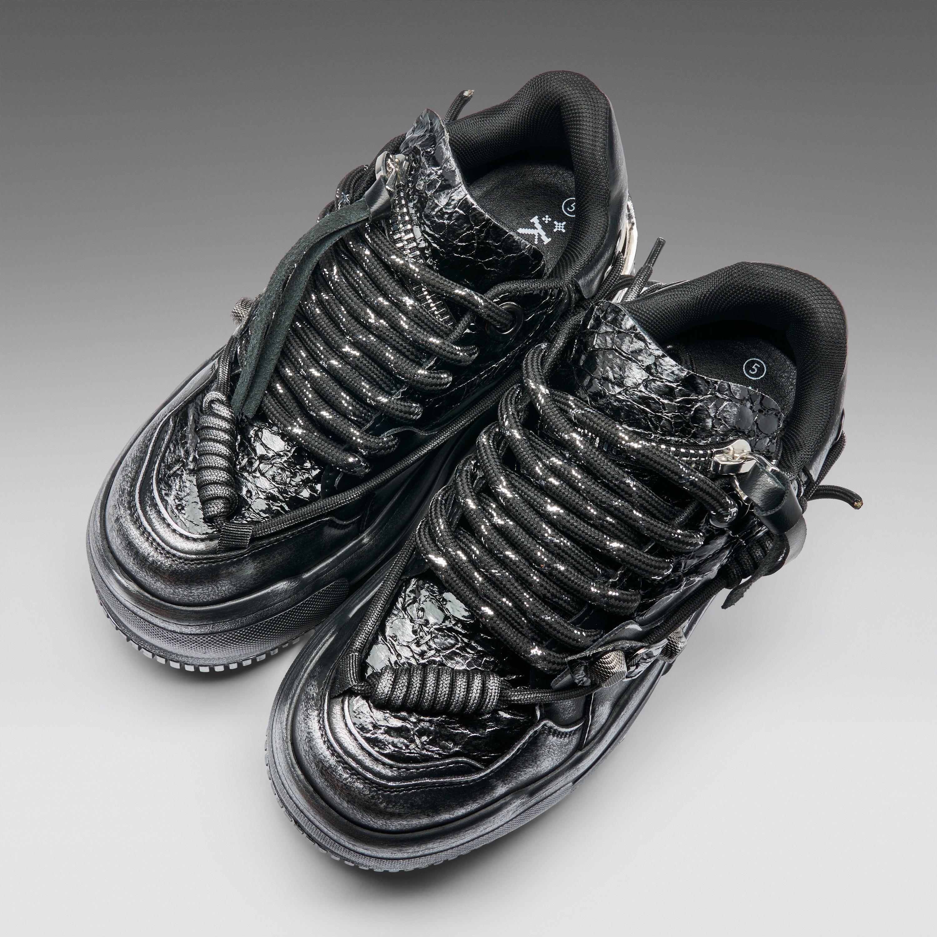 KOI Metamorphosis Men's Distressed Platform Trainers - Black Fade
