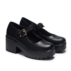 Tira Mary Jane Shoes 'Faux Leather Edition'-Black-Size 5-Clearance