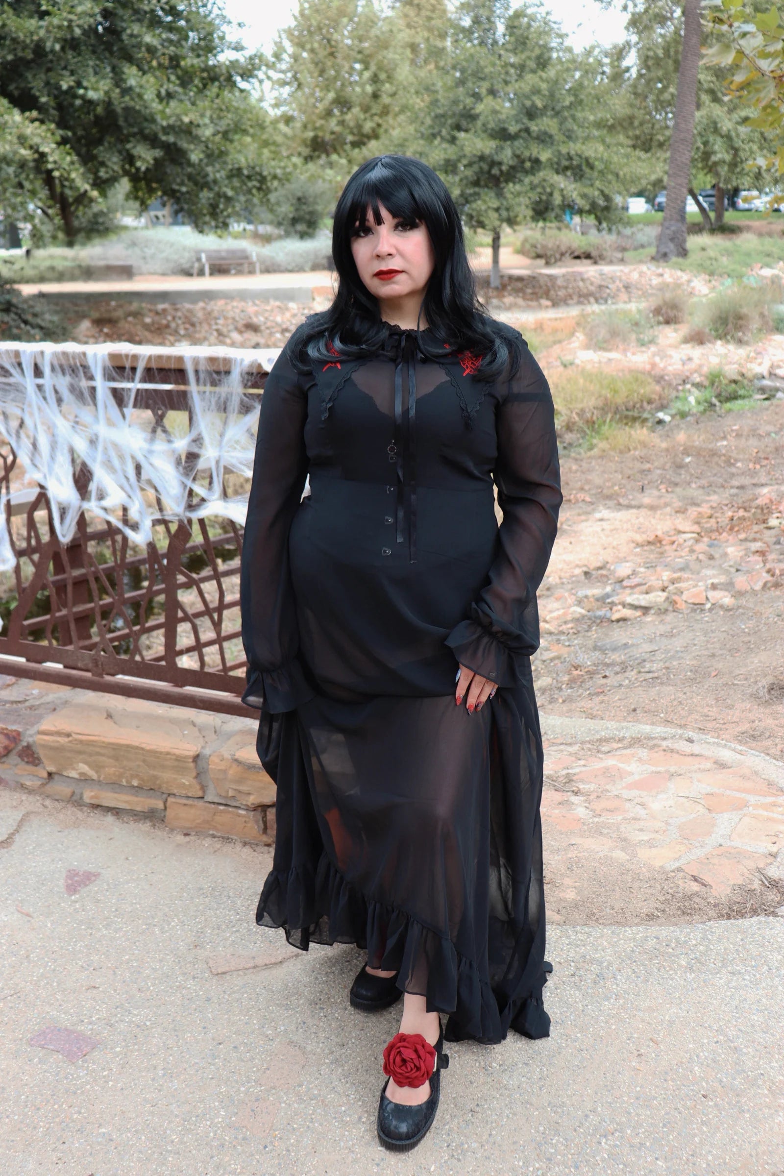 TUK Black TUKskin Flower Lace Viva Low Mary Jane
