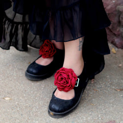 TUK Black TUKskin Flower Lace Viva Low Mary Jane