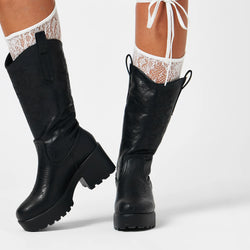 WINTU Long Chunky Western Cowboy Boots