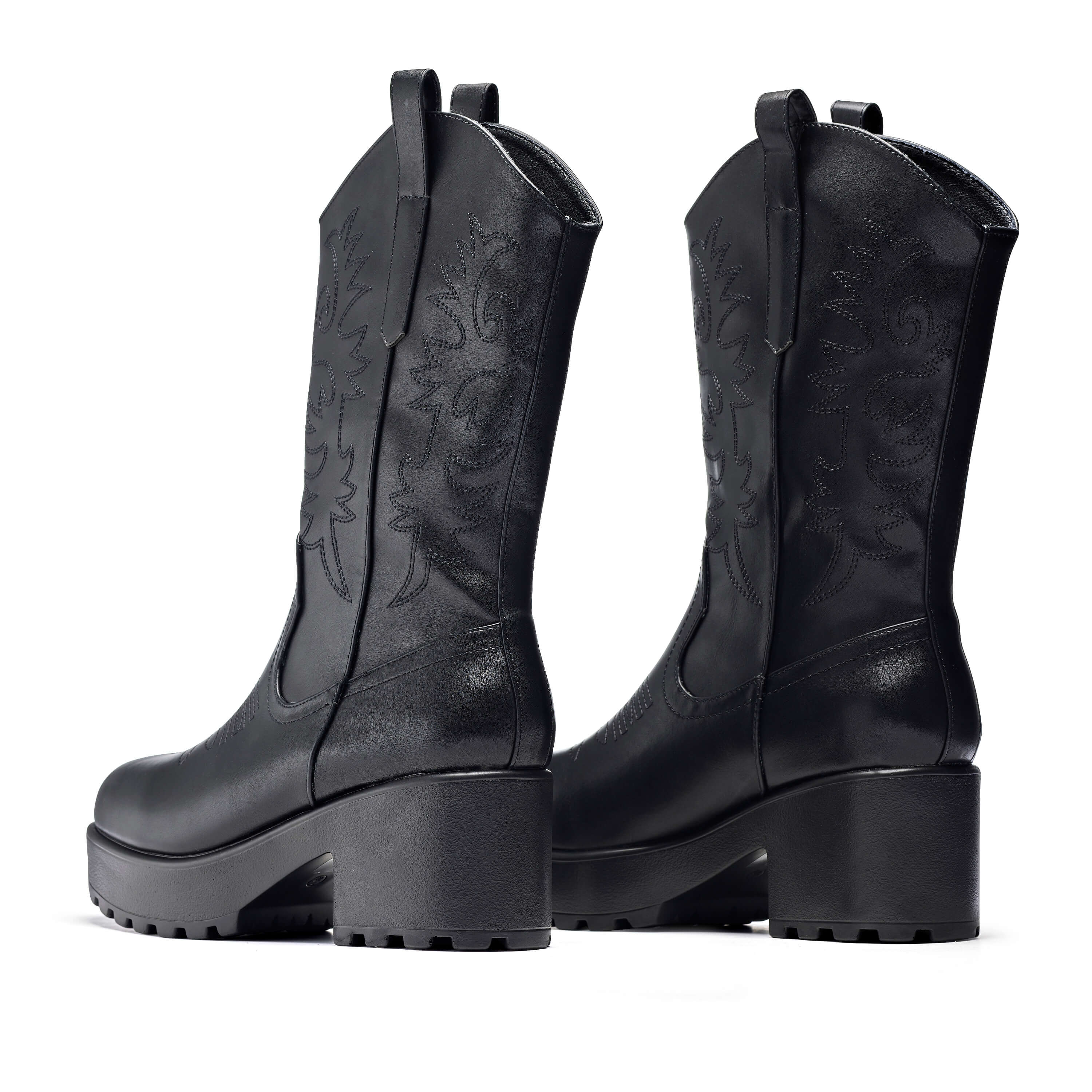 WINTU Long Chunky Western Cowboy Boots