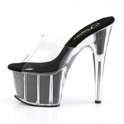 Pleaser Adore-701G-Clear-Black-Size 7-Clearance