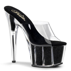 Pleaser Adore-701G-Clear-Black-Size 7-Clearance