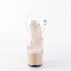 Pleaser Adore-708-Clear/Nude-Size 7-Clearance