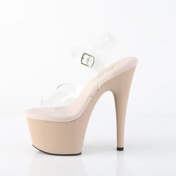 Pleaser Adore-708-Clear/Nude-Size 7-Clearance