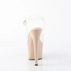 Pleaser Adore-708-Clear/Nude-Size 7-Clearance