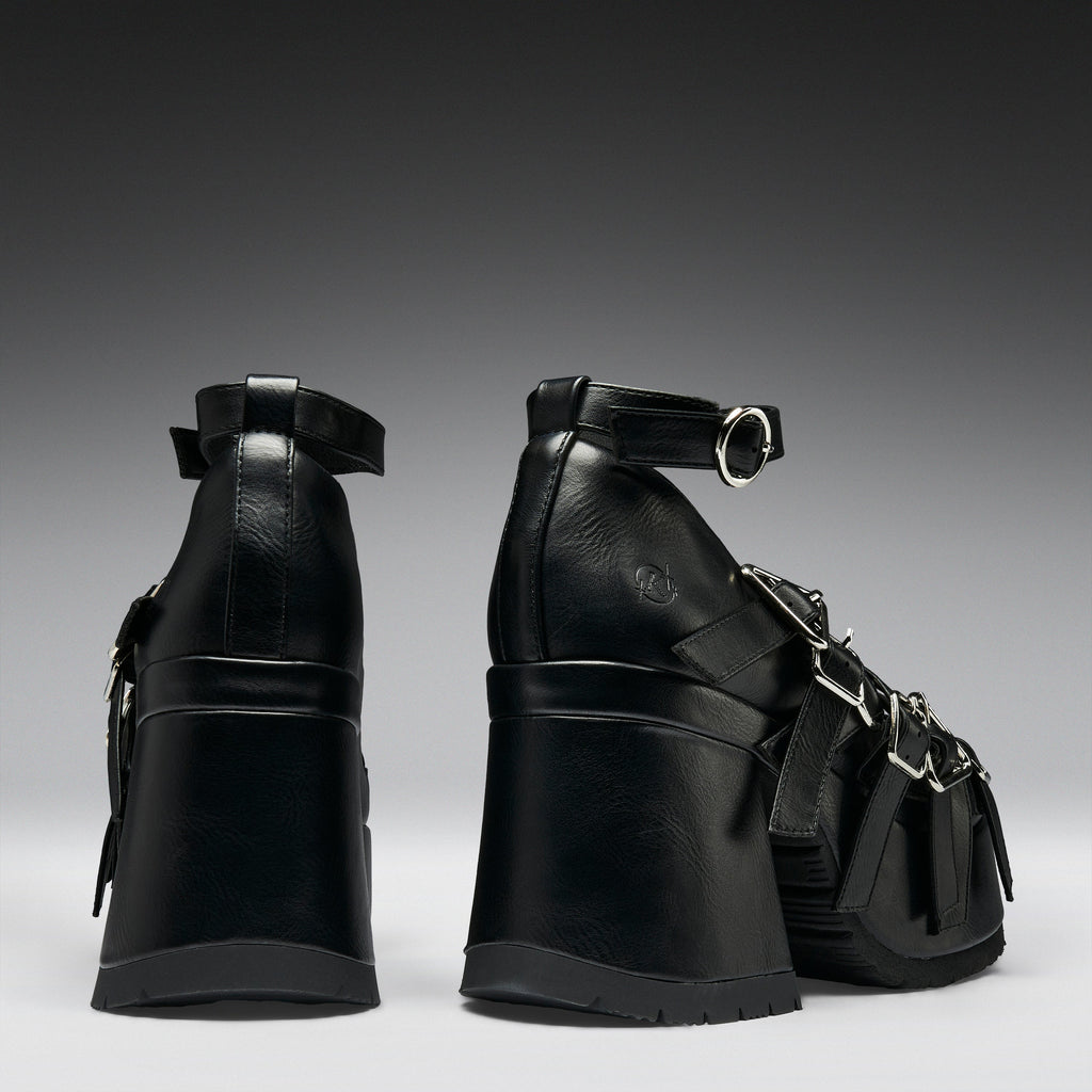 KOI Avalon Strappy Heeled Shoes- Ebony-Clearance