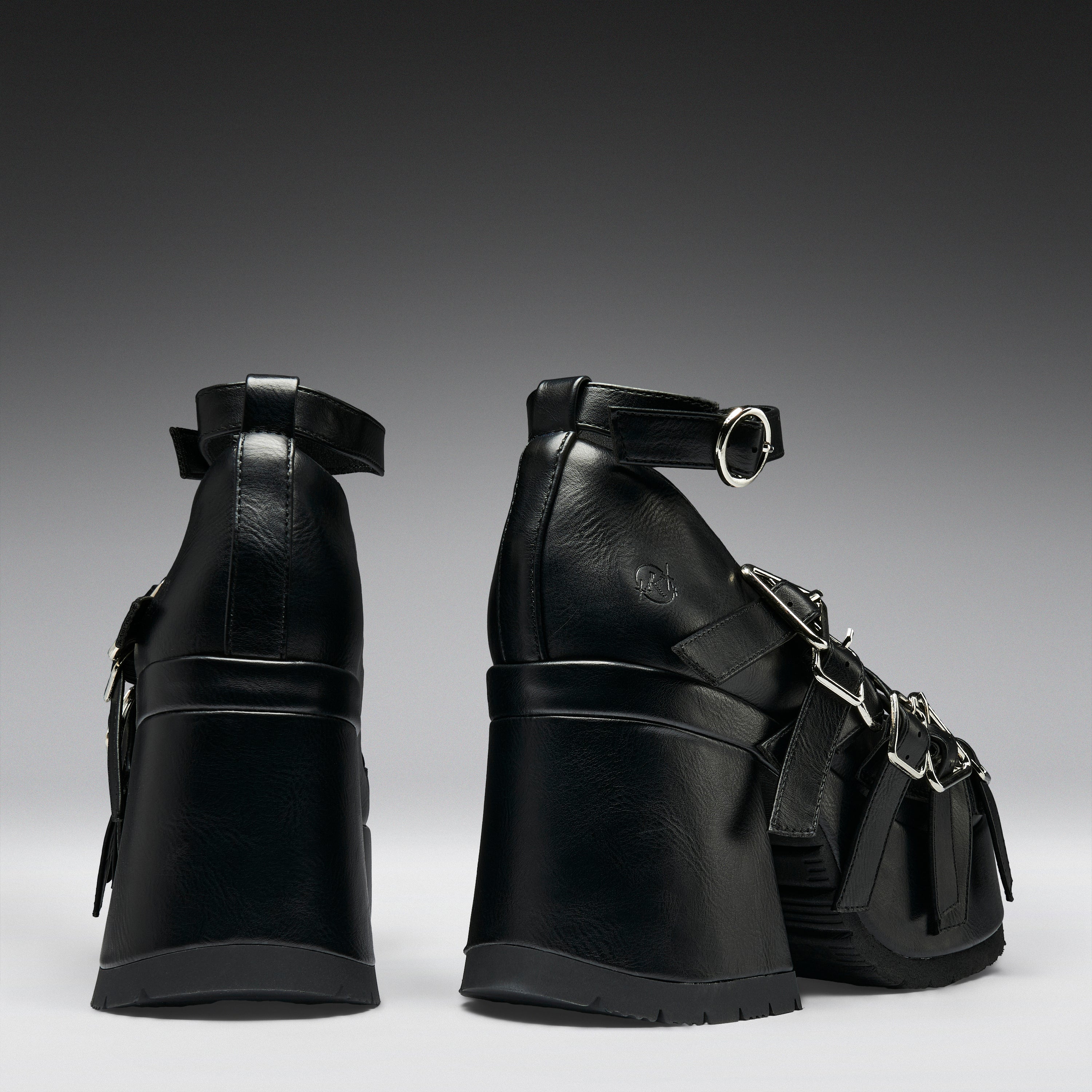KOI Avalon Strappy Heeled Shoes- Ebony-Clearance