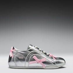 KOI Bambalina Cat Lace up Bow Pumps- Silver