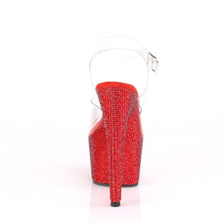 Pleaser Bejeweled-708DM-Clear-Red-Size 5-Clearance