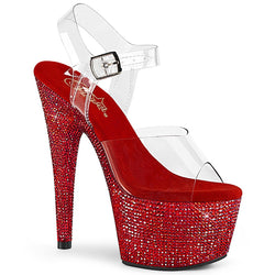 Pleaser Bejeweled-708DM-Clear-Red-Size 5-Clearance