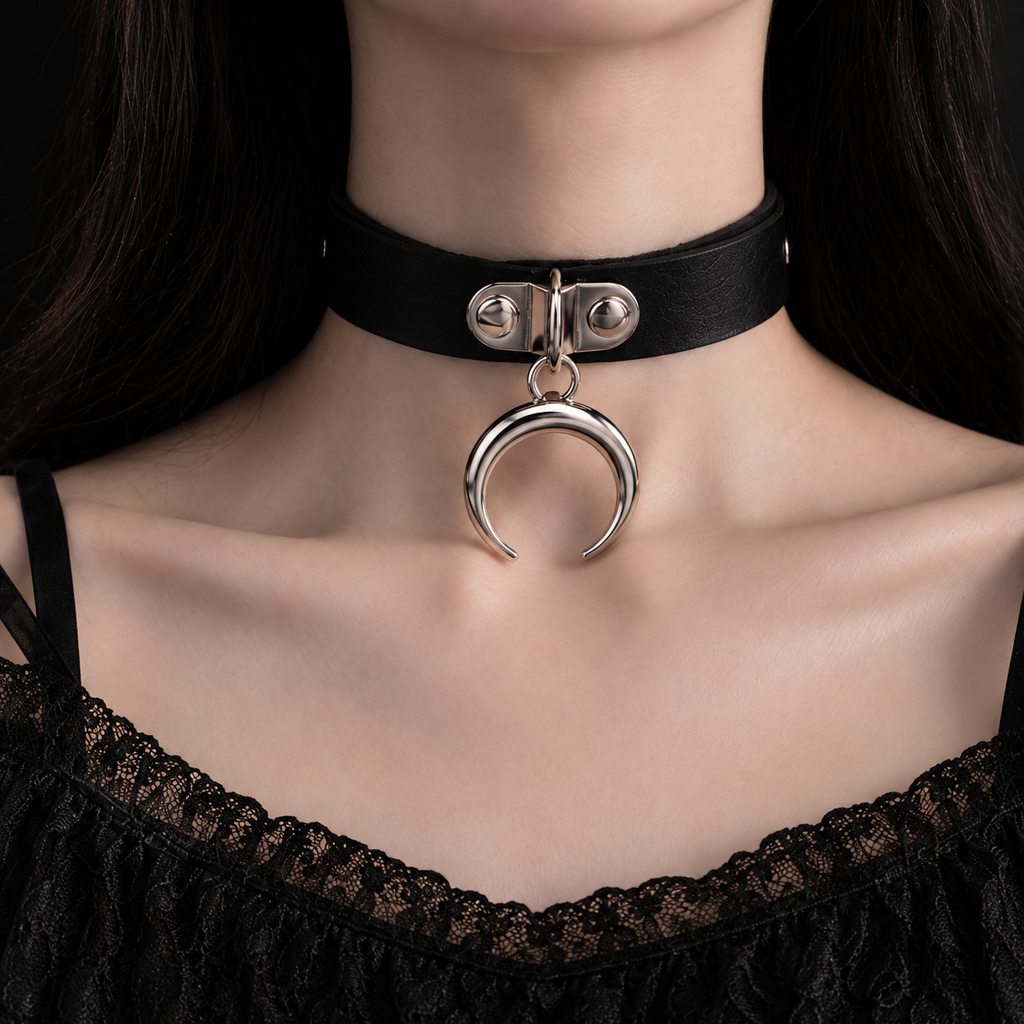 Crescent Moon Charm Choker