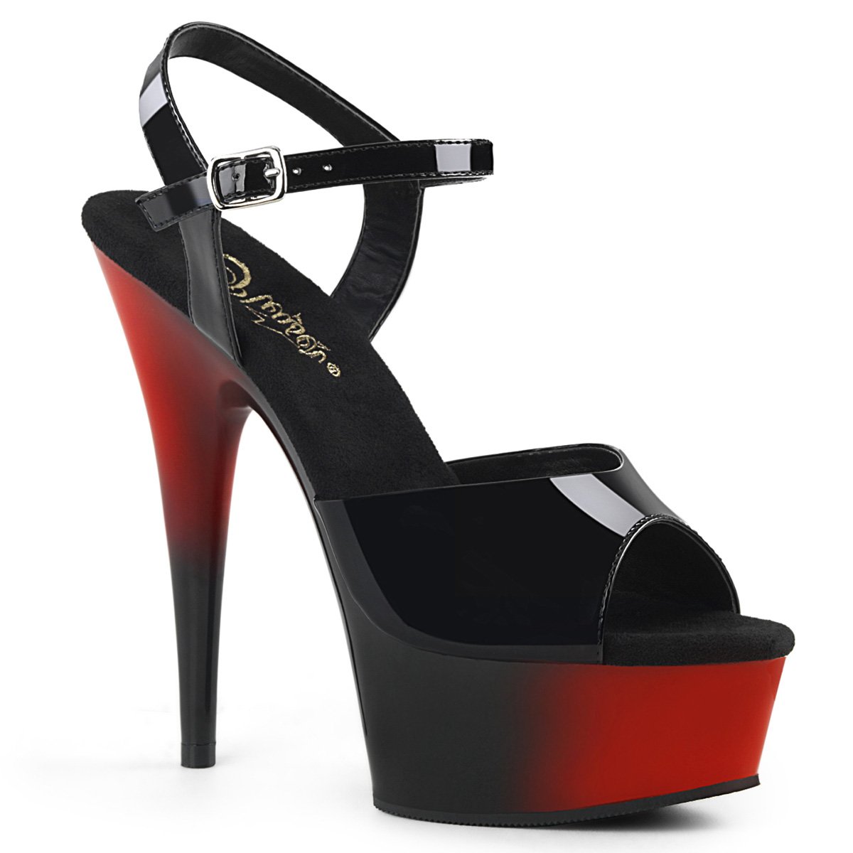 Pleaser Delight-609BR-Noir-Rouge-Taille 8-Liquidation