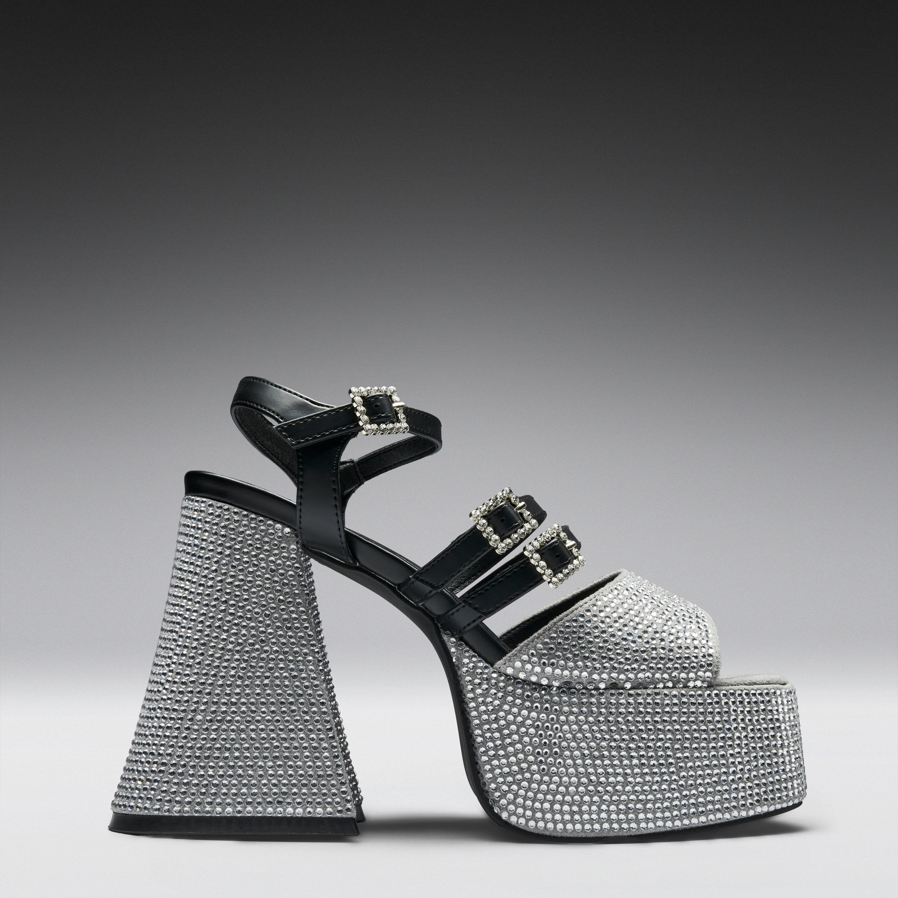 KOI Felicity Crystal Strappy Heels- Silver