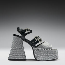 KOI Felicity Crystal Strappy Heels- Silver