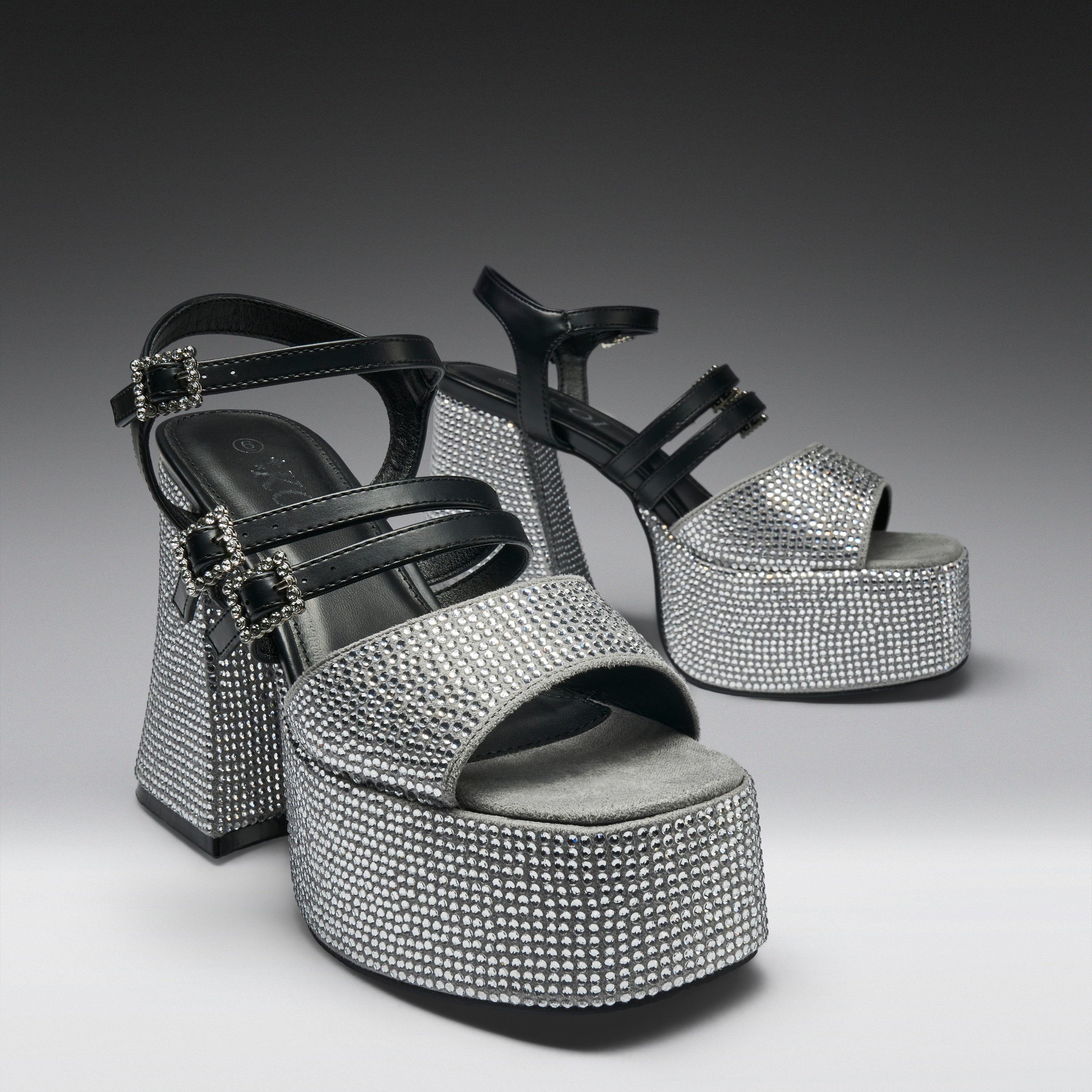 KOI Felicity Crystal Strappy Heels- Silver
