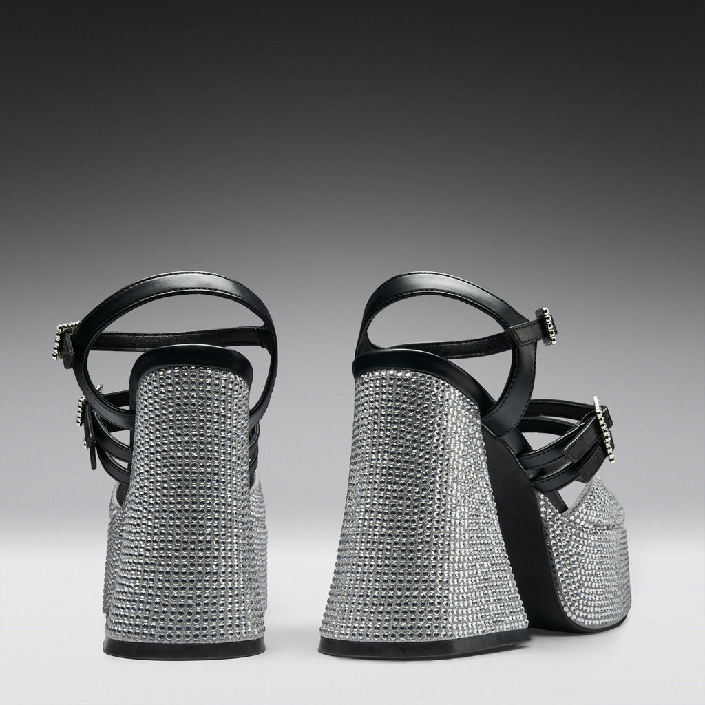 KOI Felicity Crystal Strappy Heels- Silver