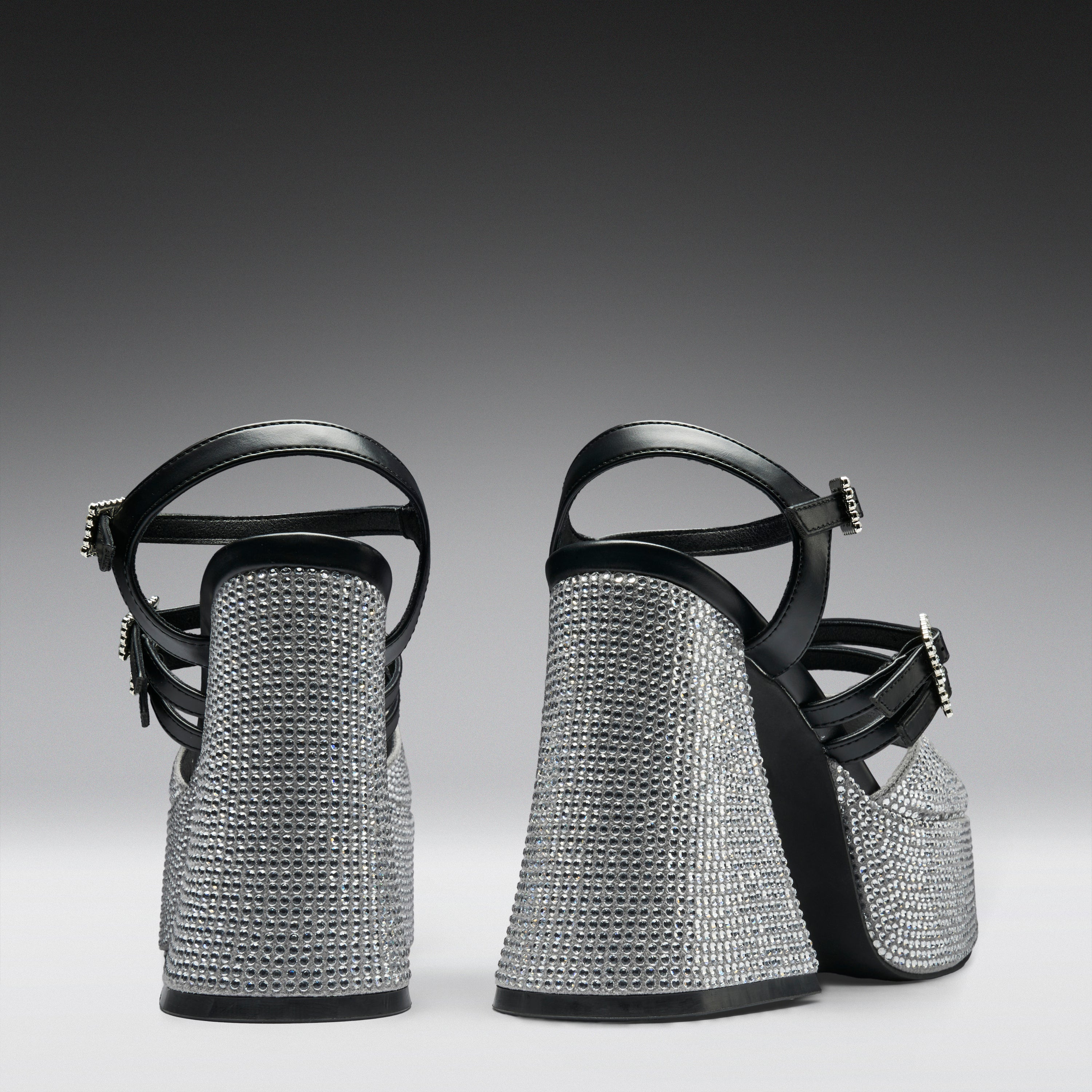 KOI Felicity Crystal Strappy Heels- Silver