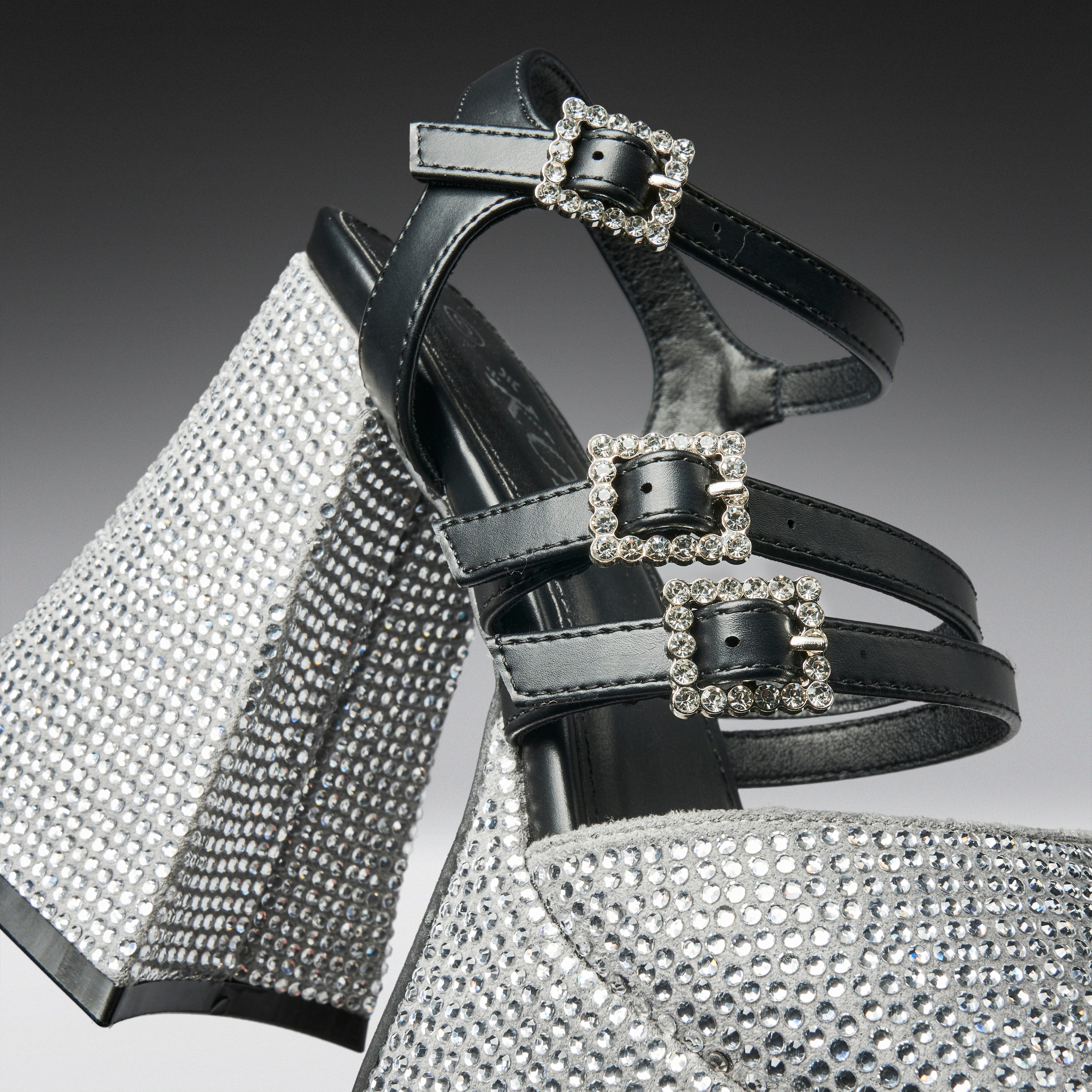 KOI Felicity Crystal Strappy Heels- Silver