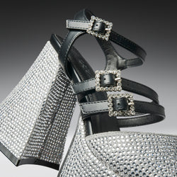 KOI Felicity Crystal Strappy Heels- Silver
