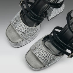 KOI Felicity Crystal Strappy Heels- Silver