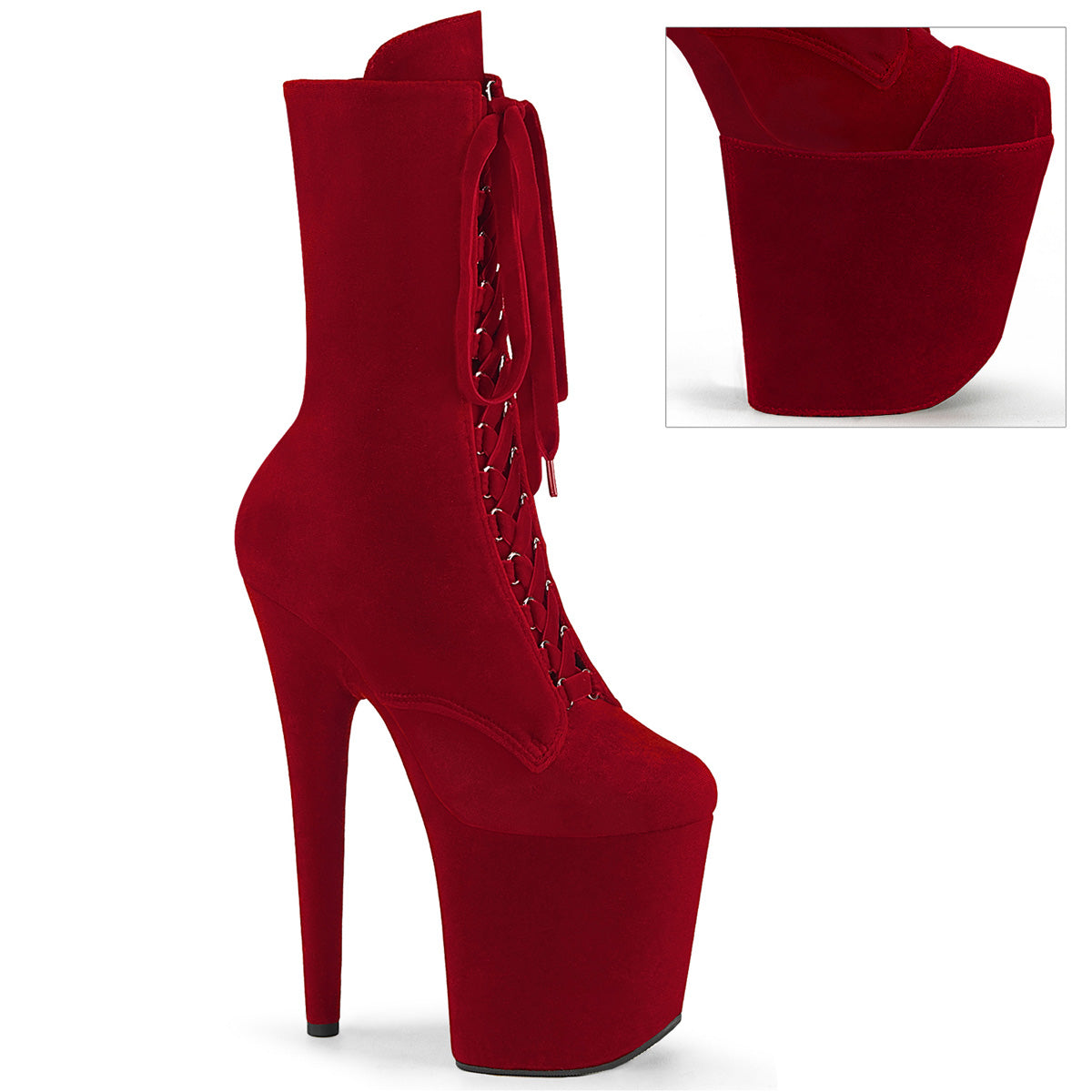 Pleaser Flamingo-1045VEL Ankle Boots | Buy Now at Shoefreaks.ca
