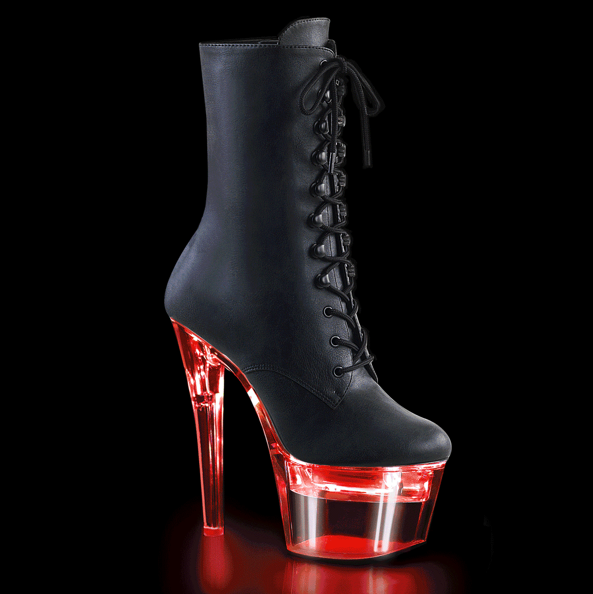 Pleaser Flashdance-1020-7-Black-Clear-Size 5-Clearance