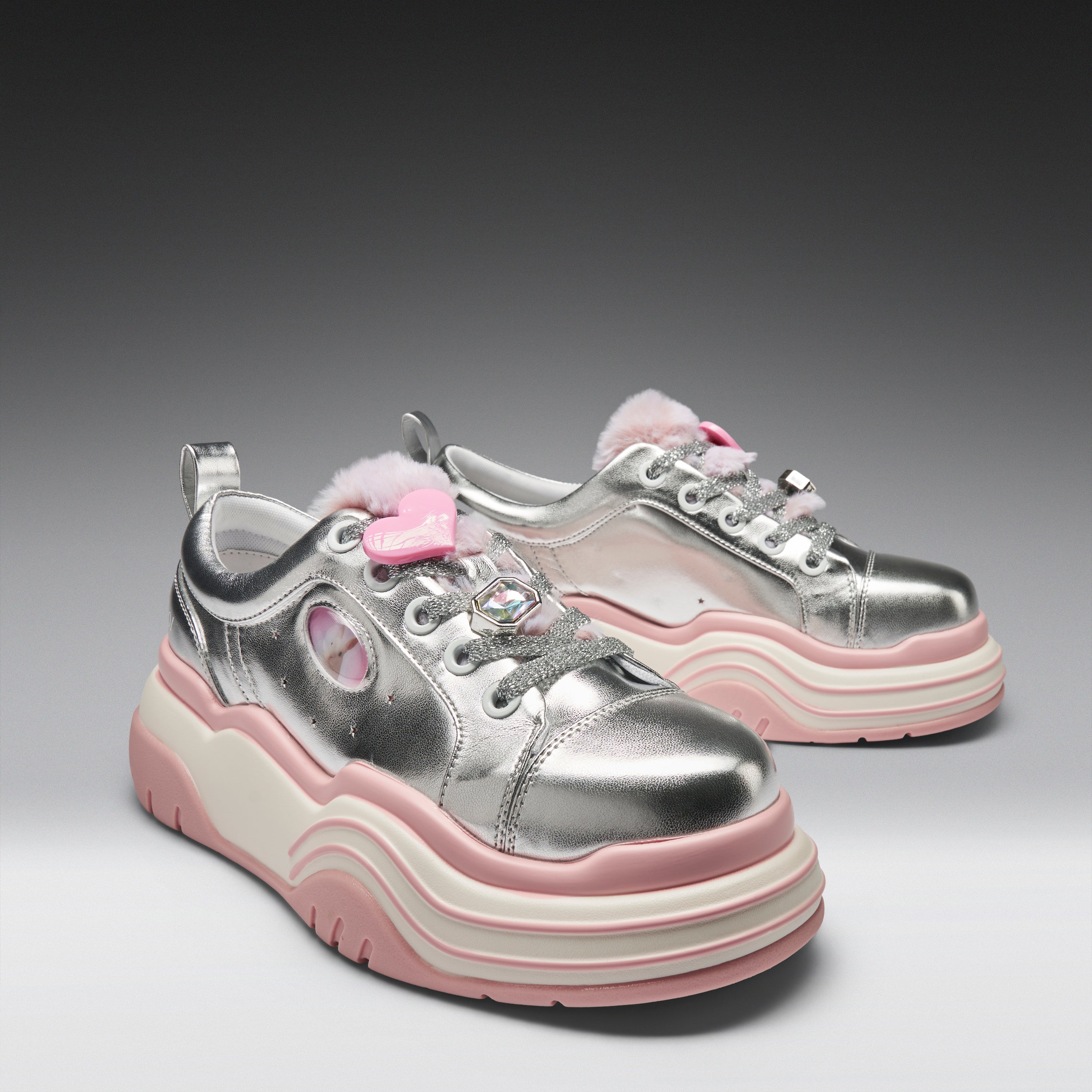 KOI Girlie Pop Chunky Trainers- Silver