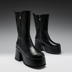 KOI Halcyon Chunky Heeled Boots-Black