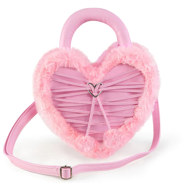 Demonia HB-631 Faux Fur Heart Shaped Purse