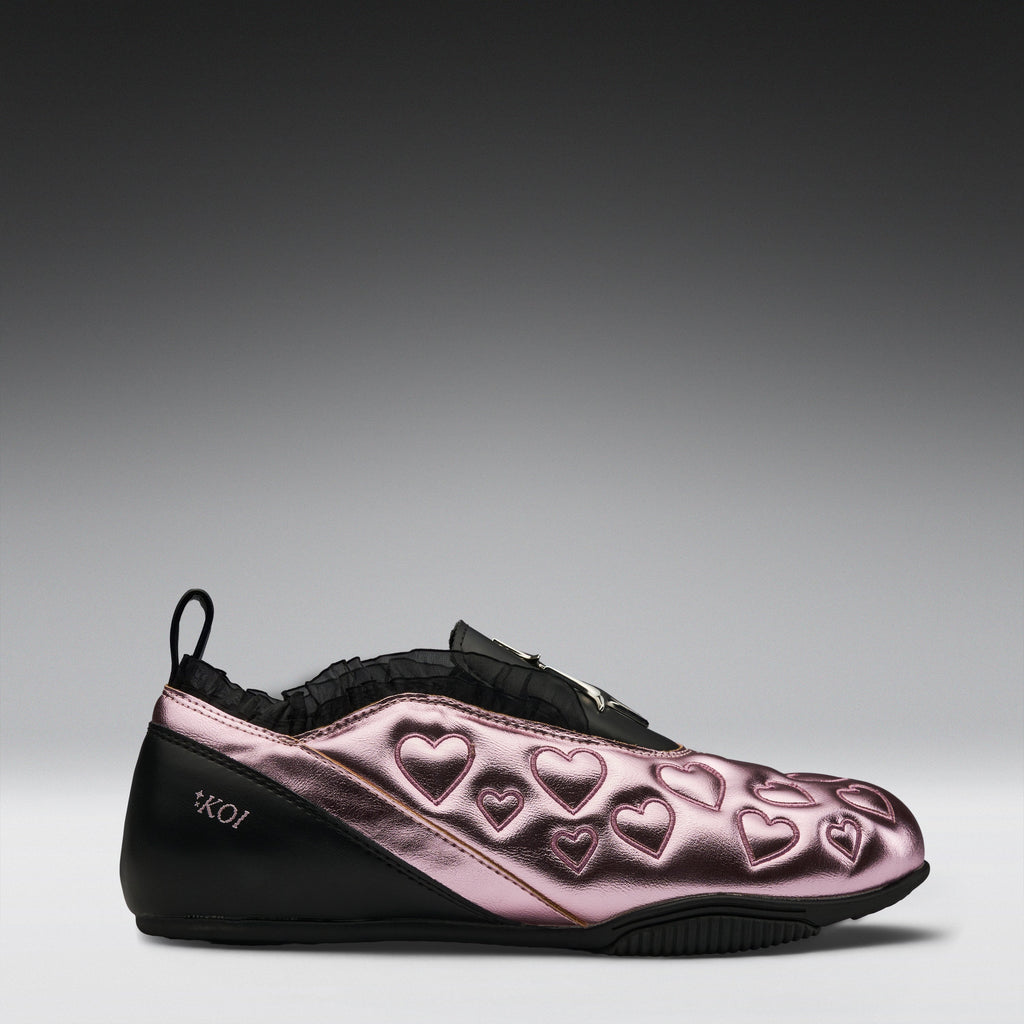 KOI Heartbreaker Sporty Slip On Shoes- Pink-Clearance